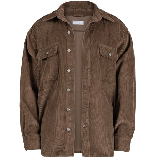 OVERSIZED CORD SHIRT - OLIVE