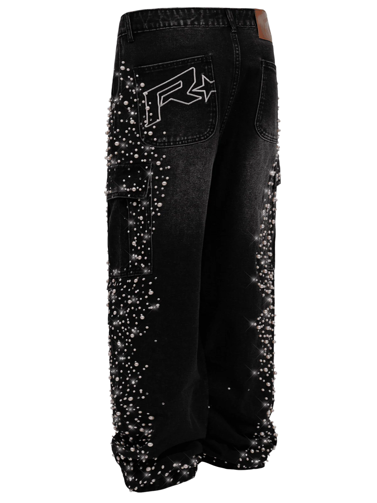 BLACK CARGO EMBELLISH DENIM