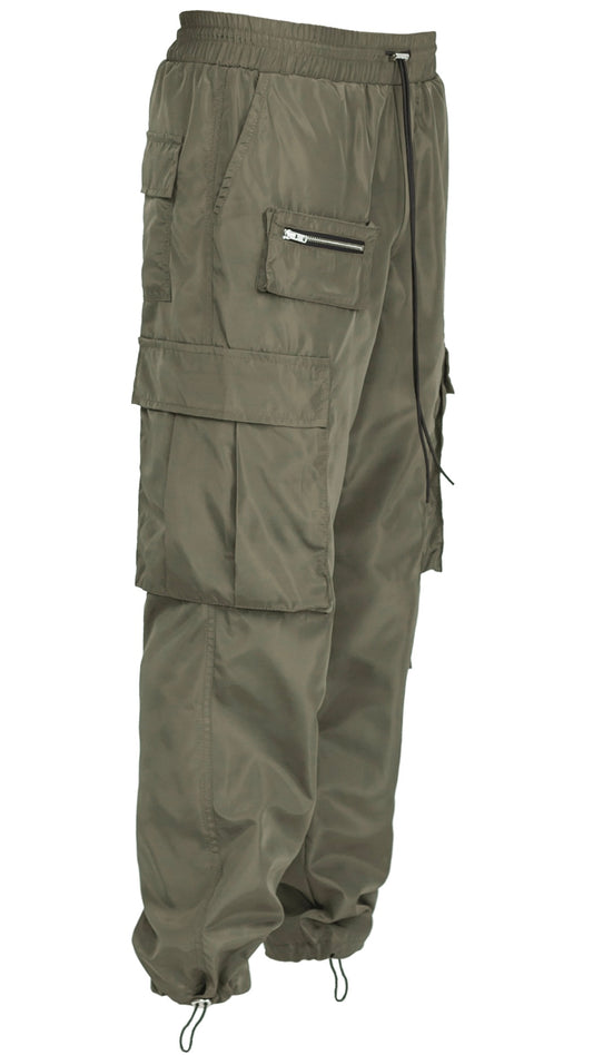 NYLON CARGO PANTS - FOREST