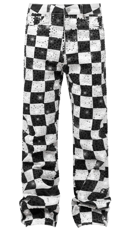 DIAMOND CHECKERED DENIM