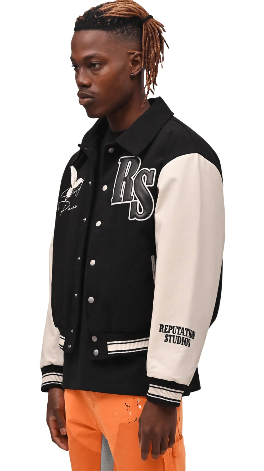 WORLD PEACE VARSITY JACKET - BLACK