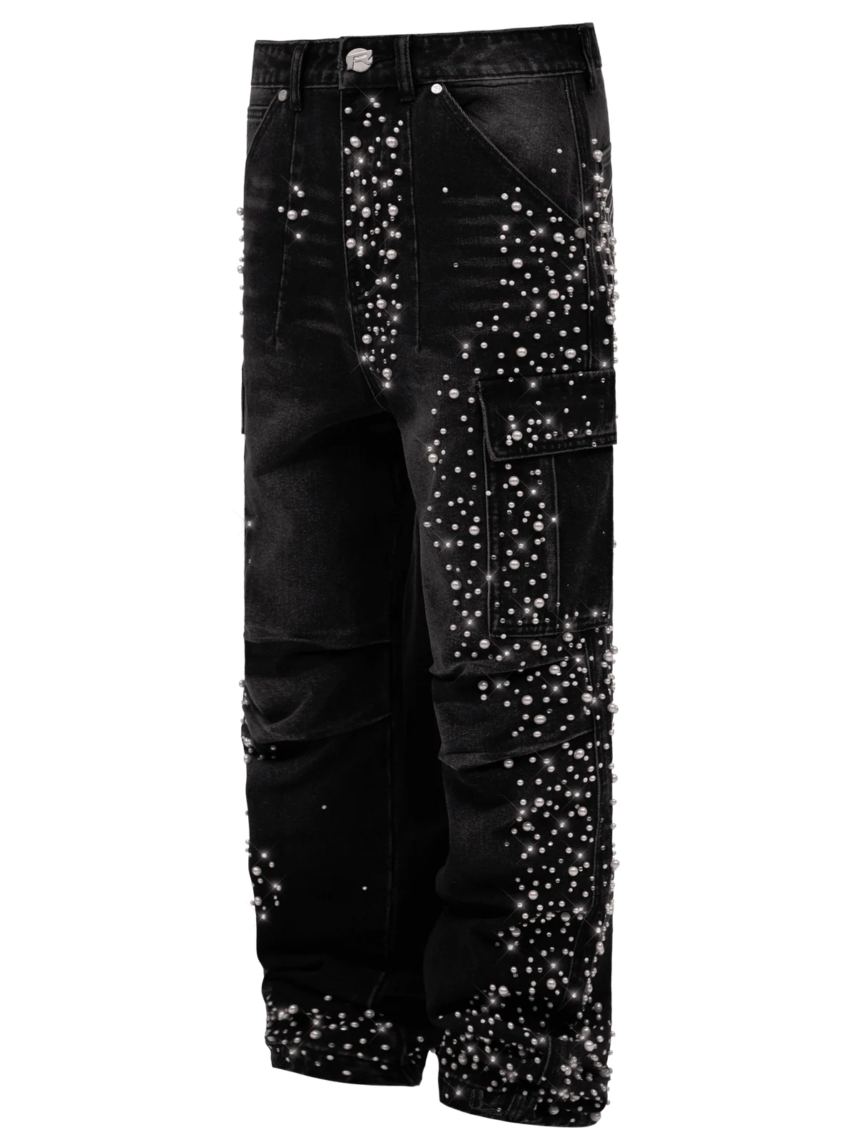 BLACK CARGO EMBELLISH DENIM