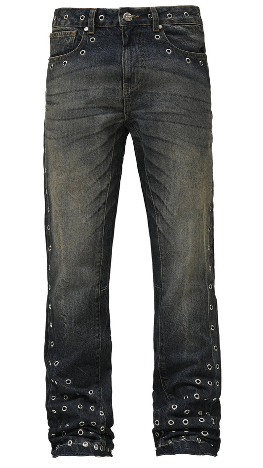 EYELET FLARE DENIM