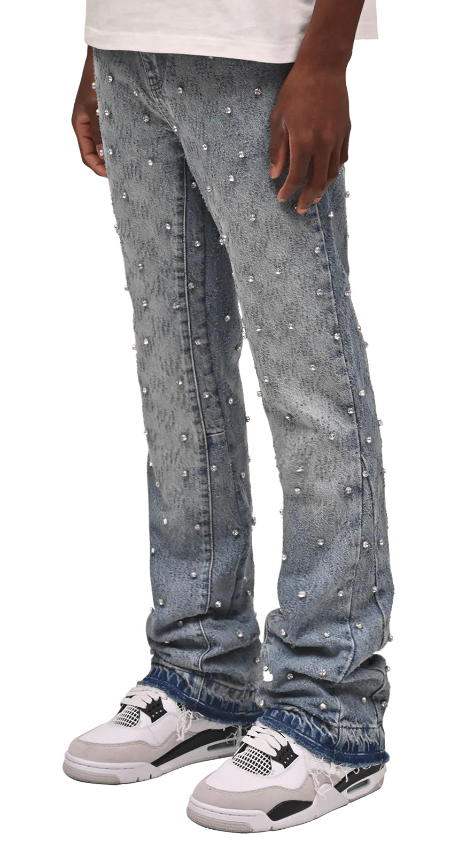 RHINESTONE FLARE DENIM - LIGHT STONE