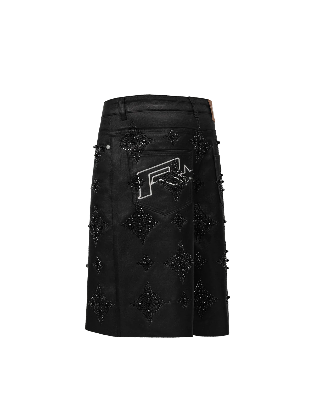 BLACK WAX EMBELLISH JORTS