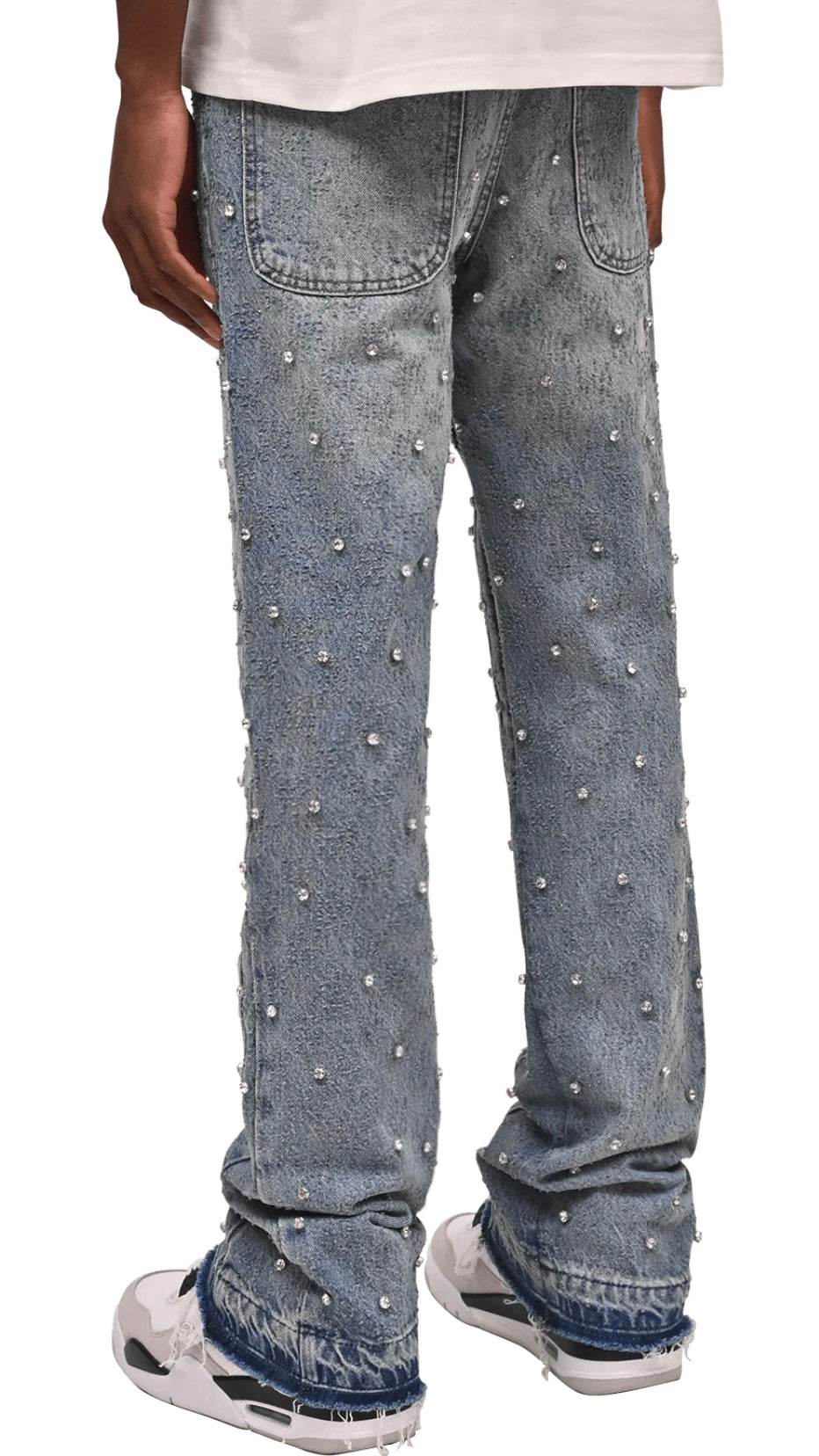 RHINESTONE FLARE DENIM - LIGHT STONE