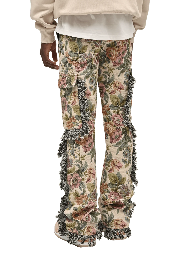 FLARE CARGO TAPESTRY PANTS - FLORAL