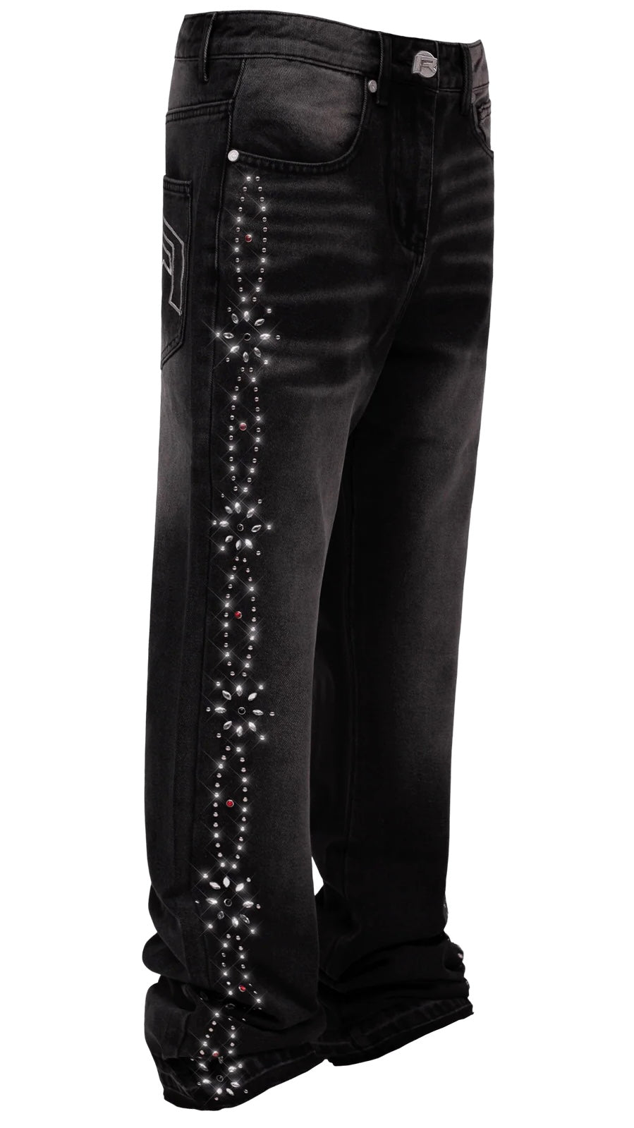EMBELLISH PATTERN DENIM - BLACK