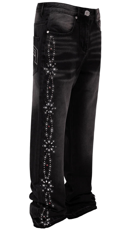 EMBELLISH PATTERN DENIM - BLACK