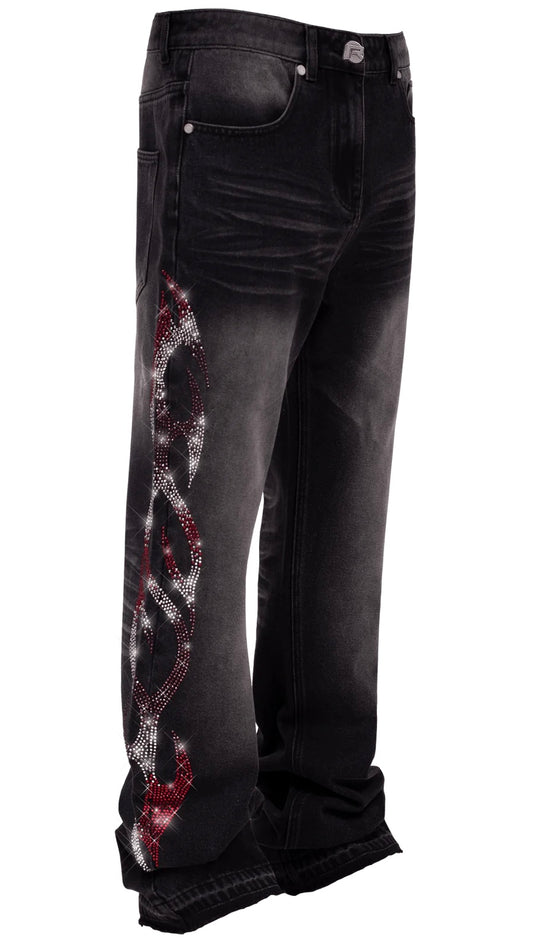 VIPER FLAMES DENIM - BLACK