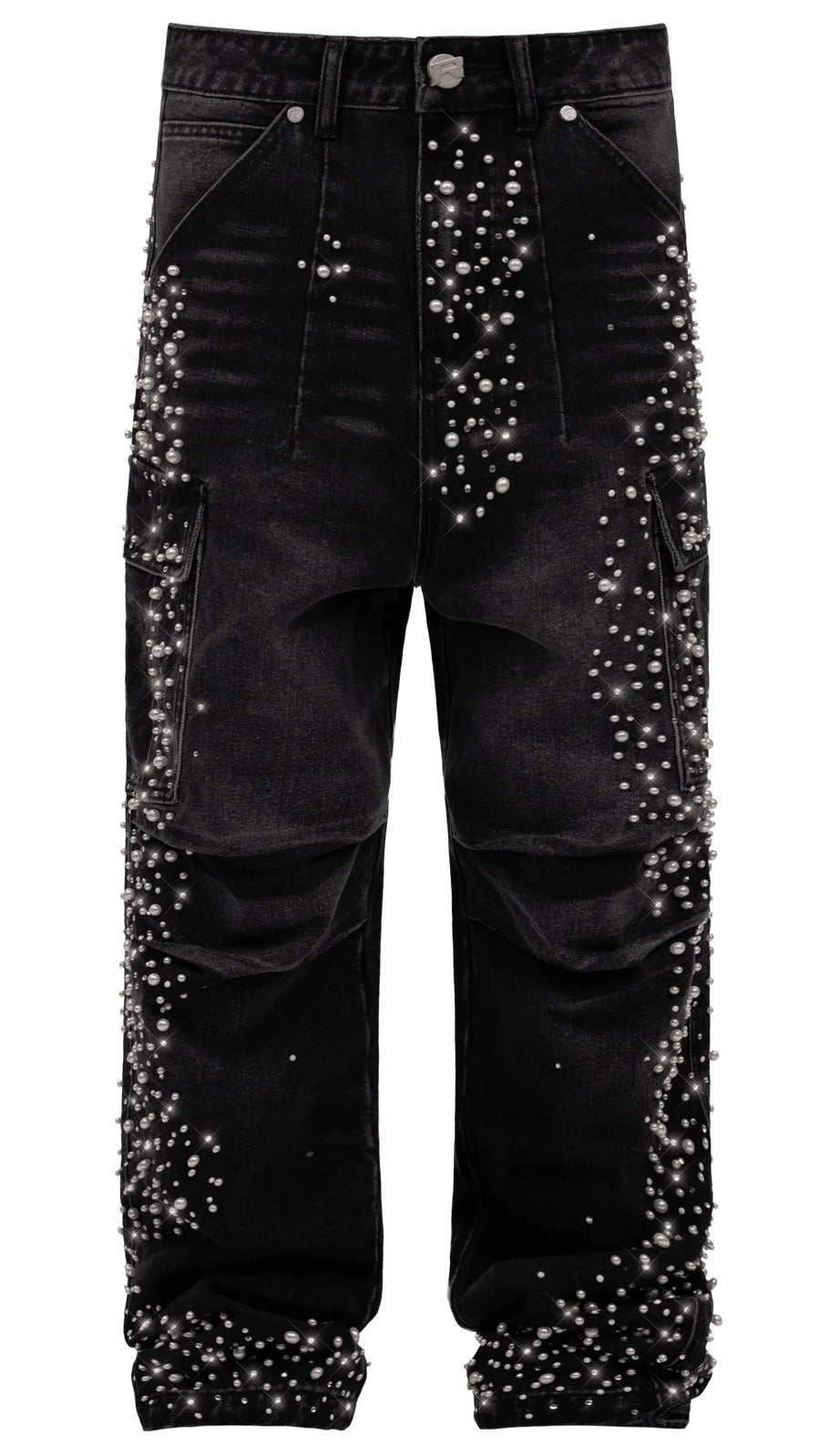 BLACK CARGO EMBELLISH DENIM