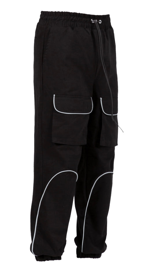 REFLECTIVE FRONT POCKET PANTS - BLACK