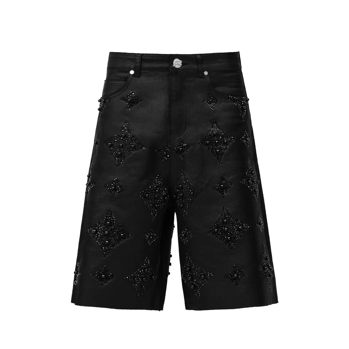 BLACK WAX EMBELLISH JORTS