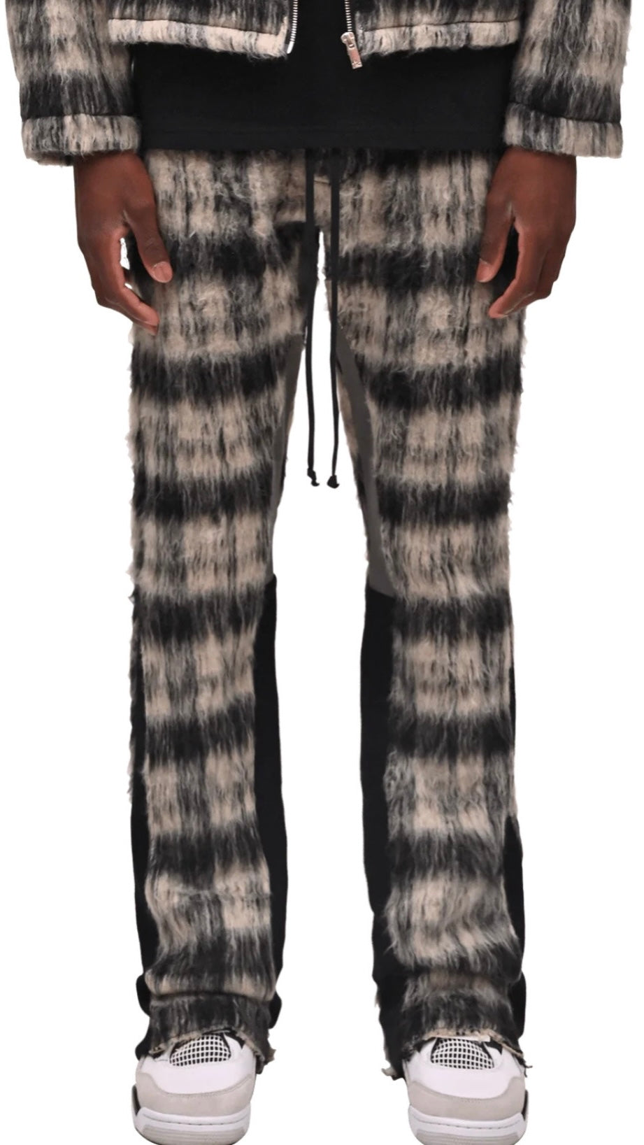 MOHAIR FLARE SWEATPANTS - BLACK