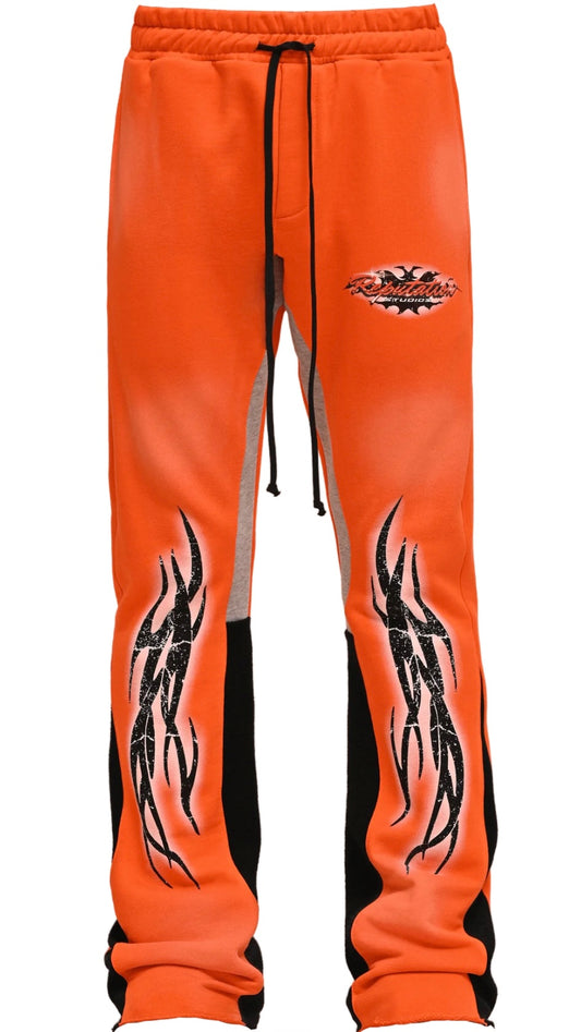 TRIBAL FLARE SWEATPANTS - TANGERINE