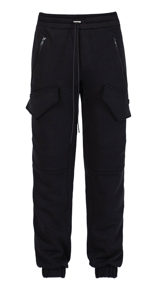 FRONT POCKET SWEATPANTS - BLACK