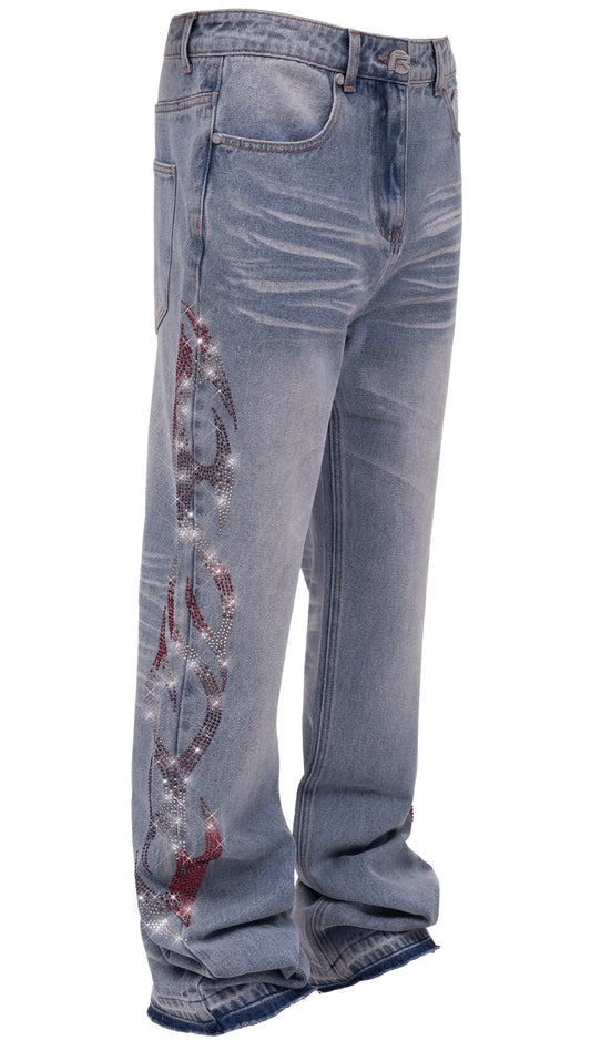 VIPER FLAMES DENIM - LIGHT STONE