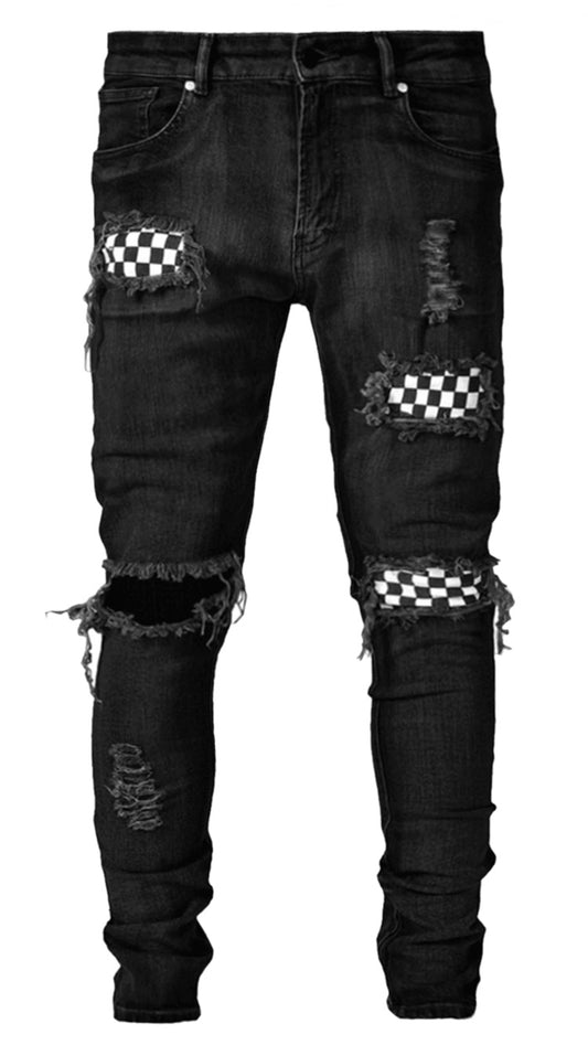 CHECKERED DENIM - BLACK