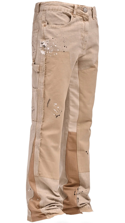 FLARE CANVAS PANTS - TAUPE