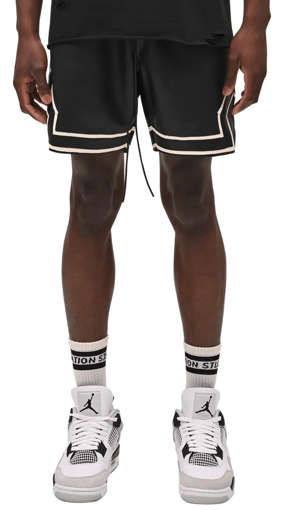 LEATHER BASKETBALL SHORTS - BLACK