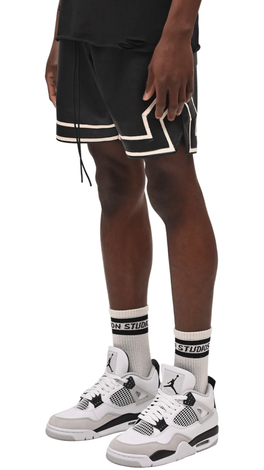 LEATHER BASKETBALL SHORTS - BLACK