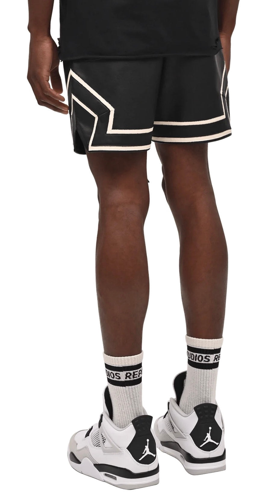 LEATHER BASKETBALL SHORTS - BLACK