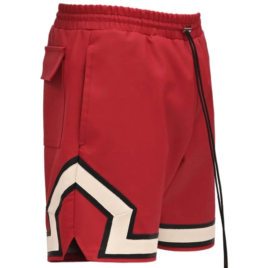 LEATHER BASKETBALL SHORTS - RED