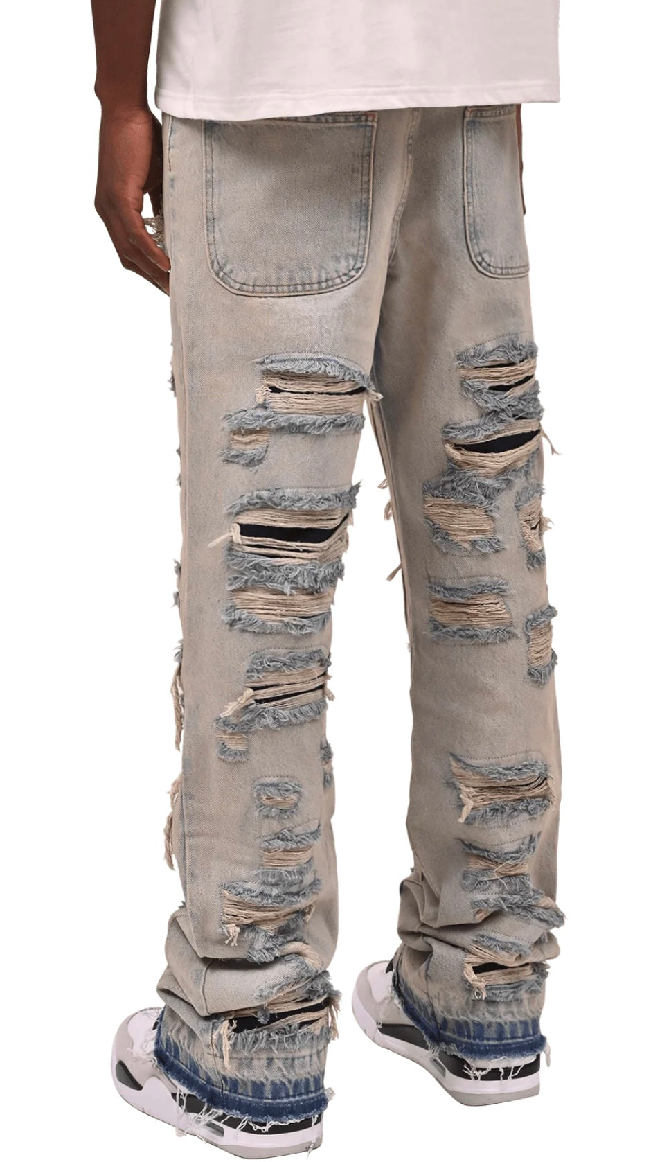 THRASHED FLARE DENIM - CREAM WASH