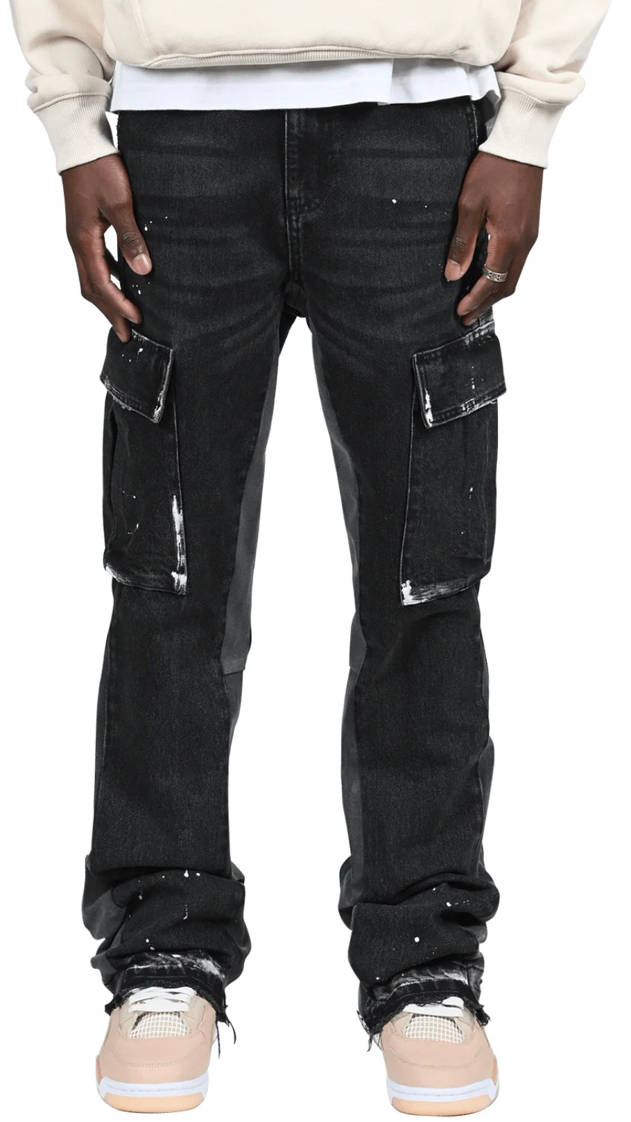 CARGO FLARE DENIM - BLACK