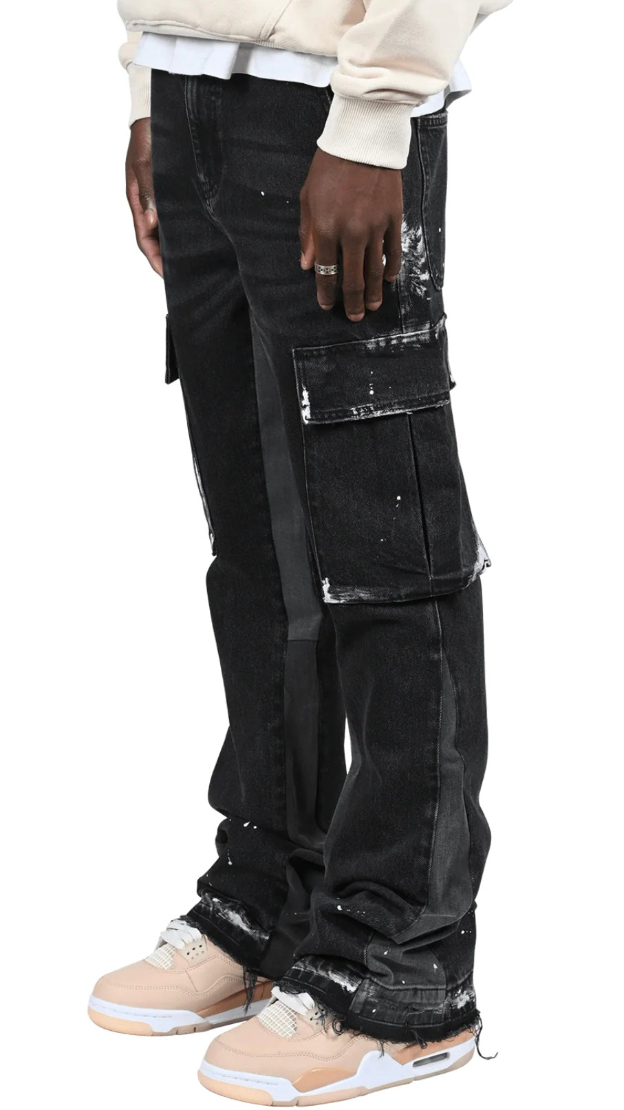 CARGO FLARE DENIM - BLACK