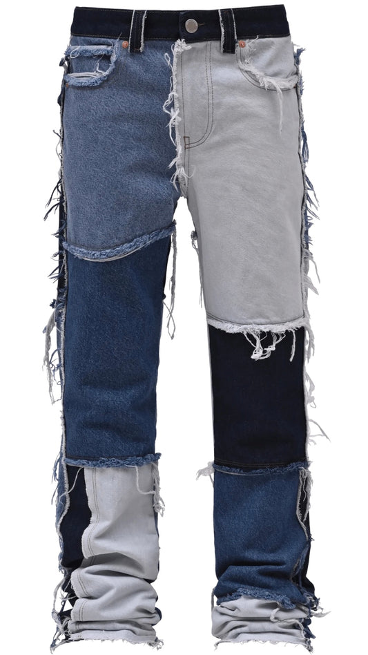 PATCHWORK FLARE DENIM - LIGHT STONE