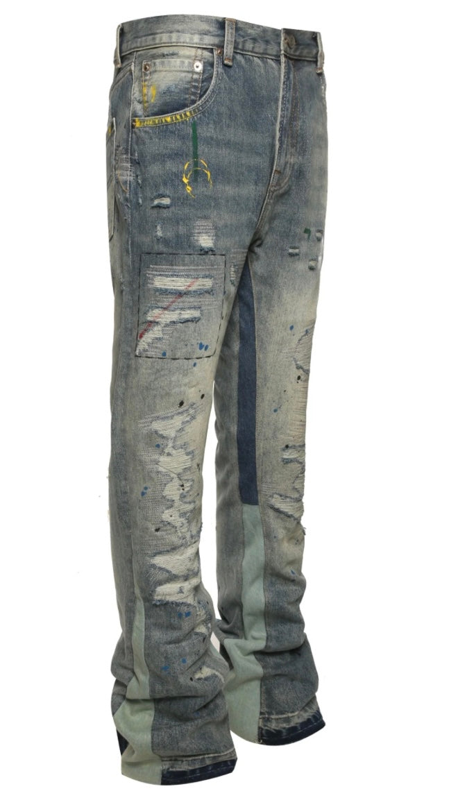 FLARE DENIM - DESTROYED INDIGO