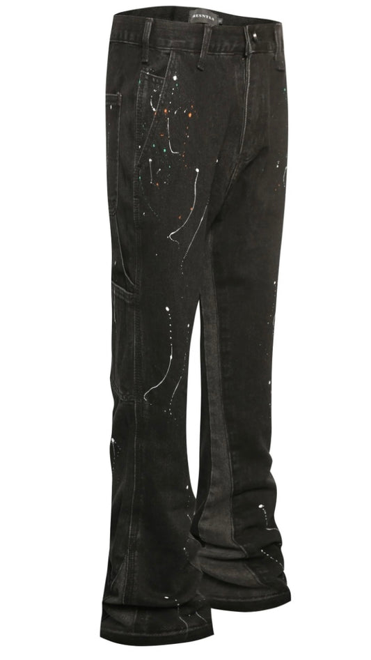 FLARE DENIM - PAINT SPLATTERED BLACK