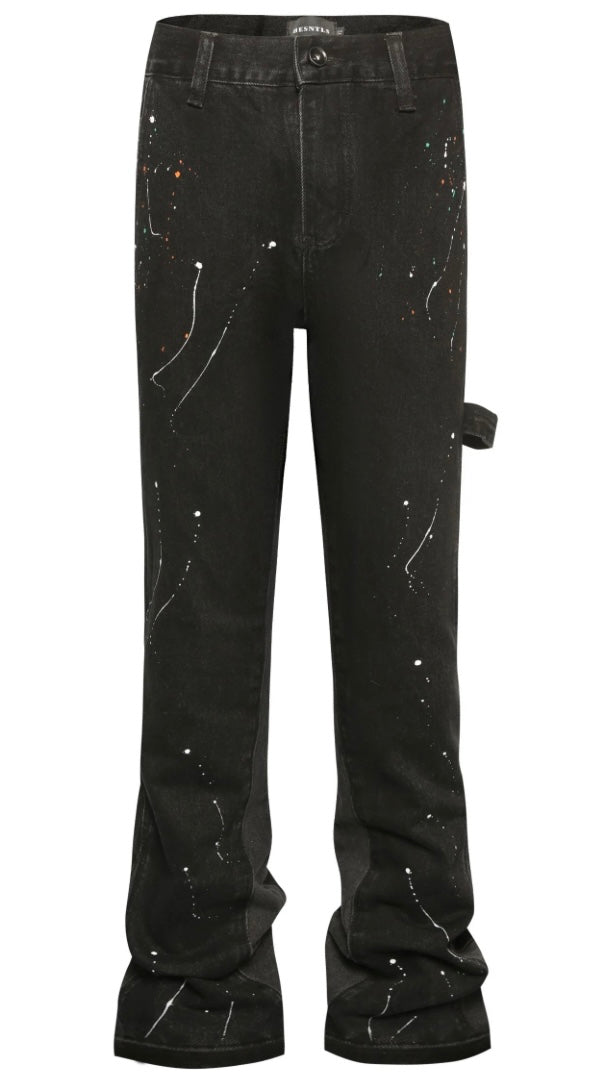 FLARE DENIM - PAINT SPLATTERED BLACK