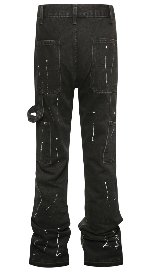 FLARE DENIM - PAINT SPLATTERED BLACK