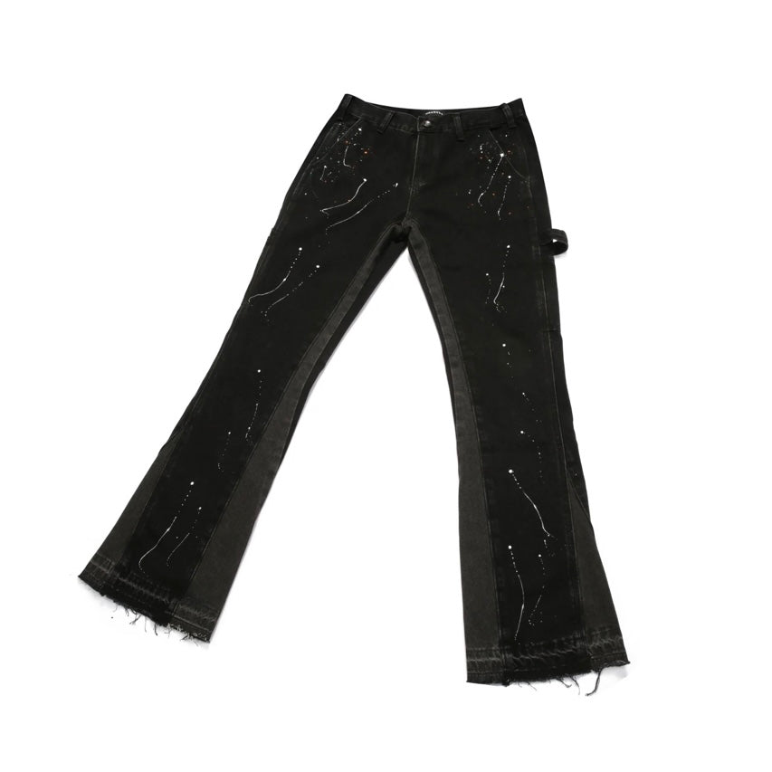 FLARE DENIM - PAINT SPLATTERED BLACK