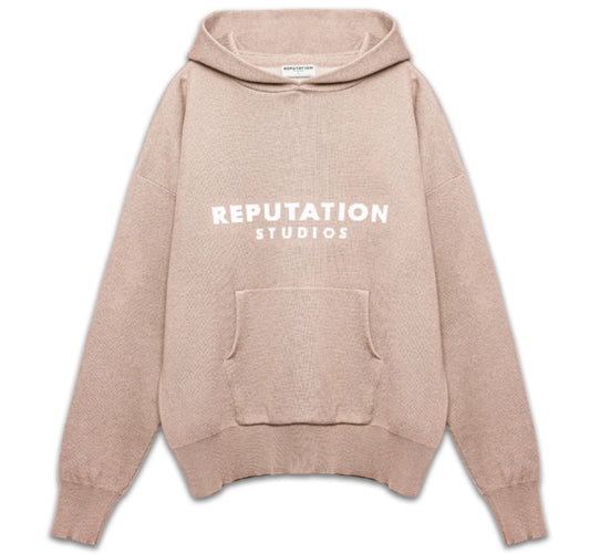 KNIT HOODIE - TAUPE