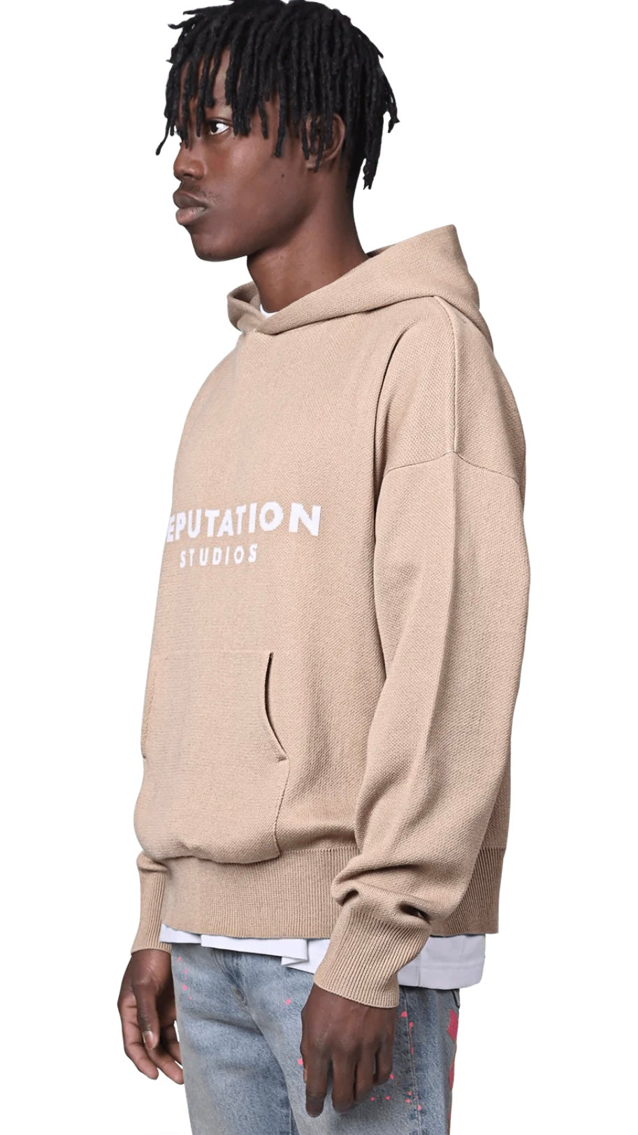 KNIT HOODIE - TAUPE