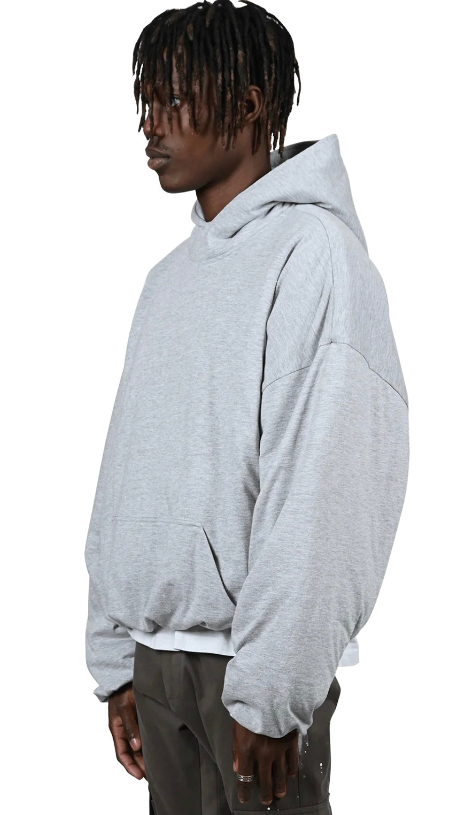 PUFFER HOODIE - HEATHER GREY