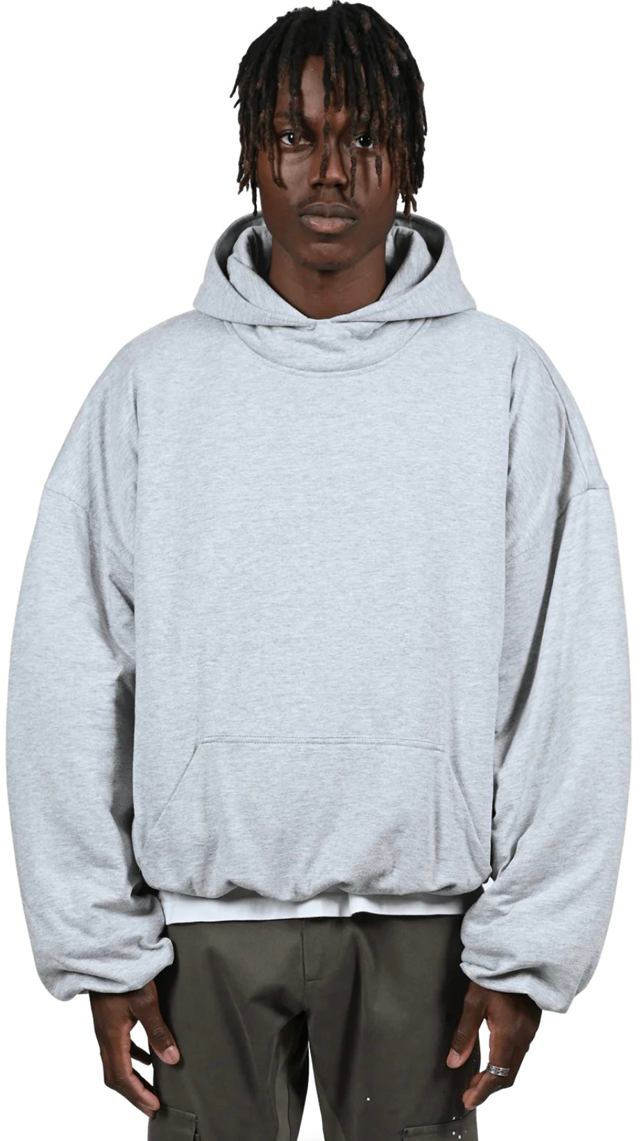 PUFFER HOODIE - HEATHER GREY