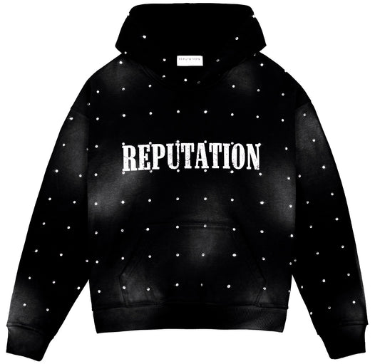 RHINESTONE HOODIE - BLACK